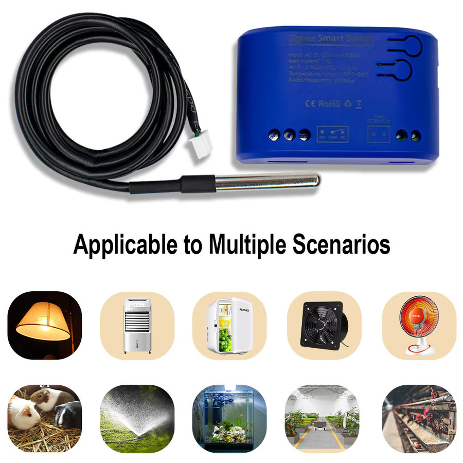 Scimagic-RC Zigbee Temperatur Smart Switch 1 Gang Passives Trockenkontaktrelais Kompatibel mit Tuya App Alexa und Google Home Blau - Bild 3