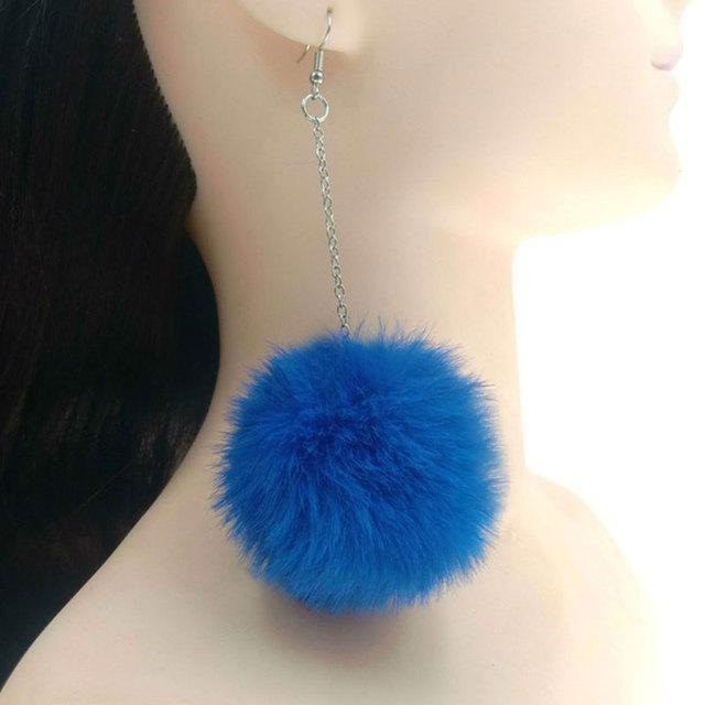 YIRAN Jewelry Ohrringe, Pompom, Kaninchen Fell, grau, Damen - Bild 1