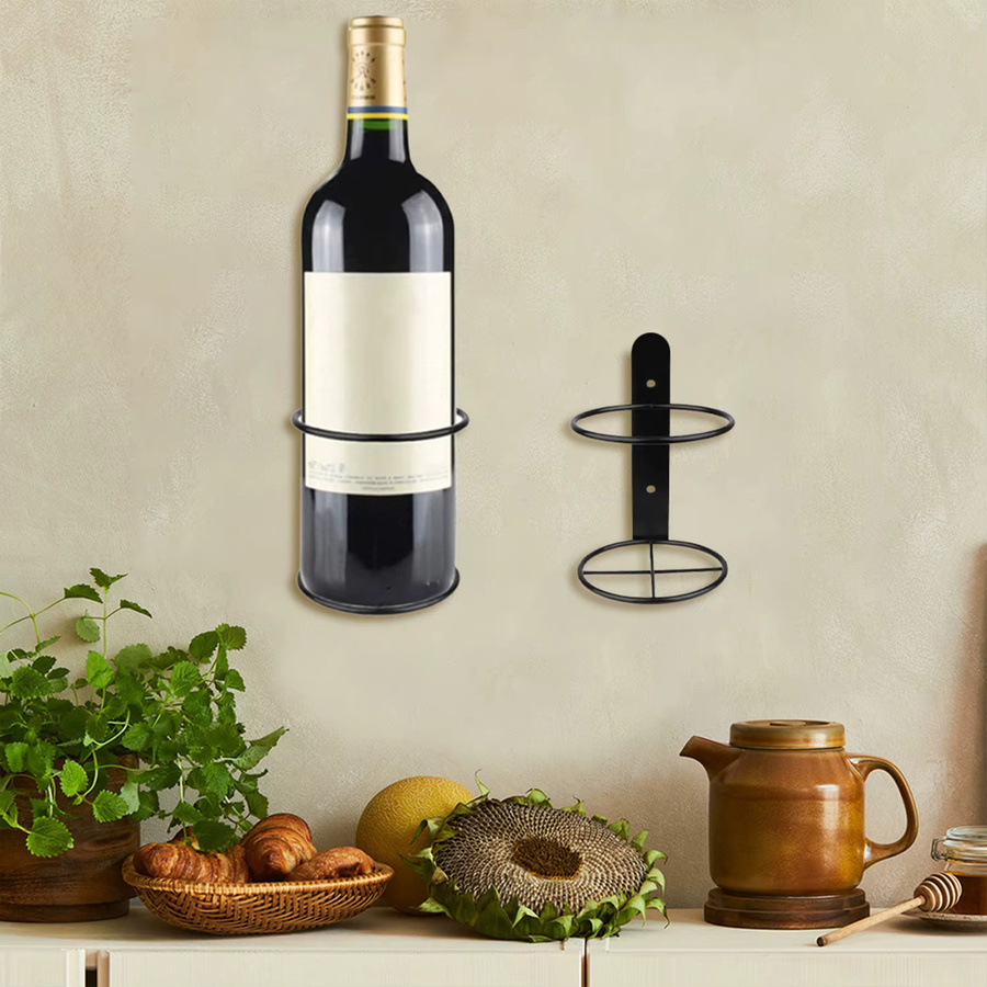 NOCCLILI Weinflaschenhalter aus Metall für die Wandmontage, minimalistisches Weinregal in Schwarz Matt für Küche und Bar - Bild 2