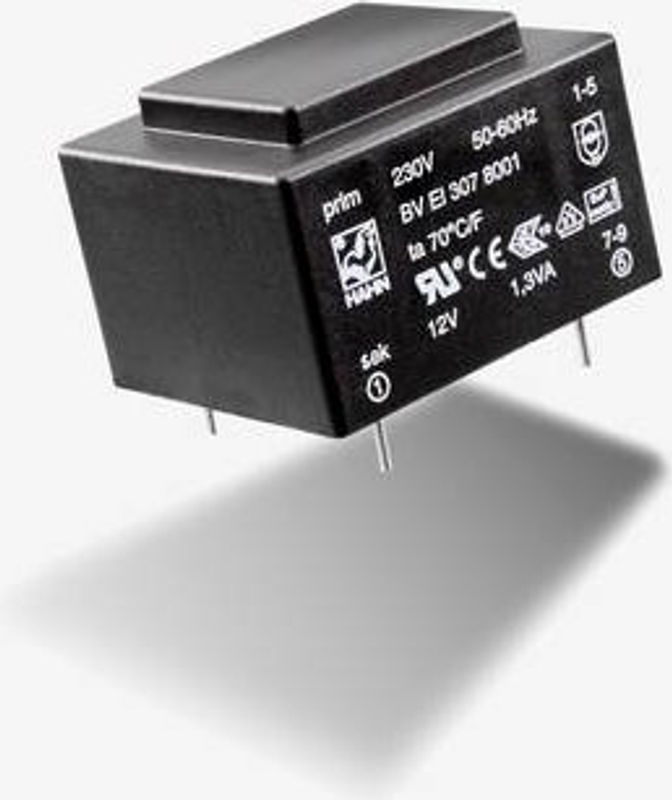 Hahn BV EI 303 8008 Printtransformator 1 x 230V und 1 x 9 V/AC, 1.5 VA, 167mA, Schwarz - Bild 2