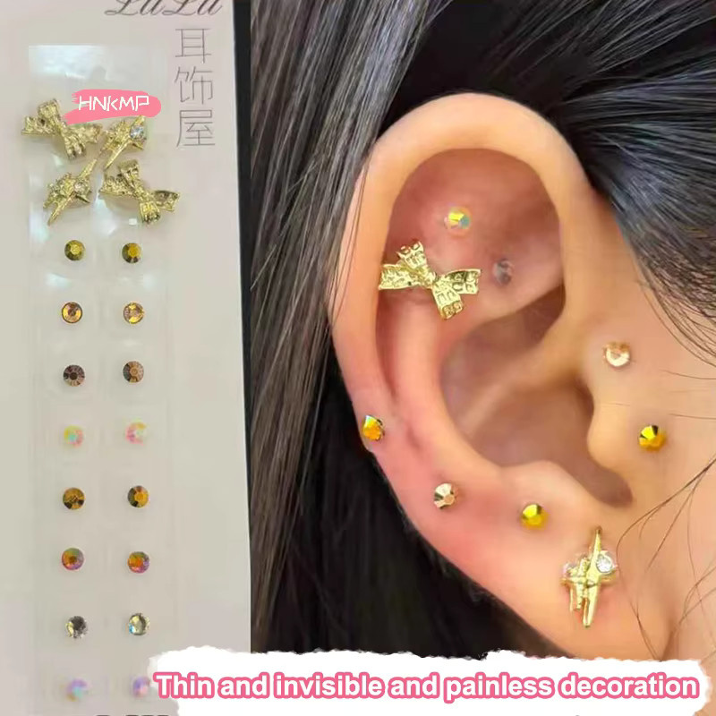HNKMP Ohr Aufkleber mit Blume und Strass, Unisex - Bild 1