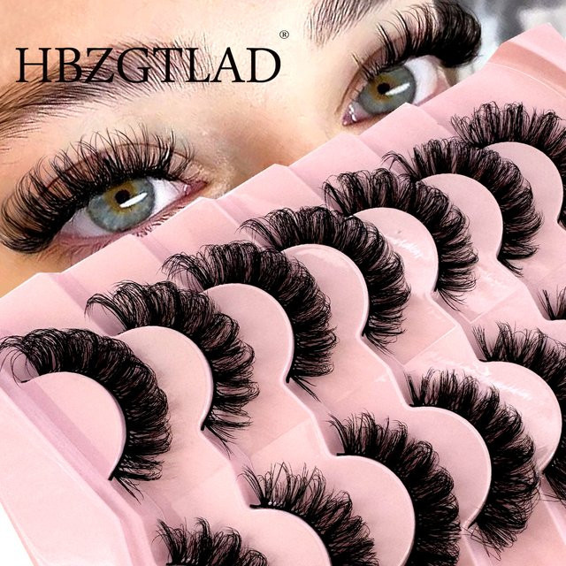 HBZGTLAD Künstliche Wimpern, 7/10 Paar, Schwarz, DD, 3D, Unisex - Bild 1