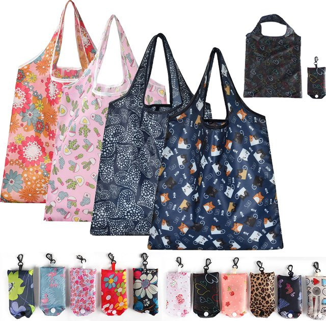 KindFuny Faltbare Stofftasche mit Fashion-Print, bunte Tragetasche als praktischer Einkaufsbeutel und Reisebeutel, Mehrweg-Einkaufstasche in Multicolour - Bild 1