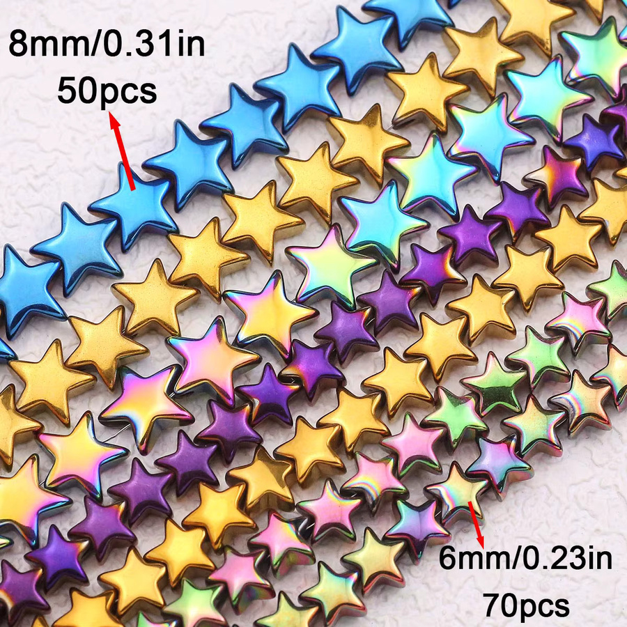 wlyees Perlen Hämatit, Pentagramm, Sternförmig, Bunt, Unisex - Bild 2