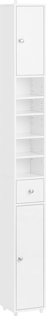 SoBuy Badezimmer Hochschrank BZR167-GW in Weiß Hochglanz mit 5 Fächern, 1 Schublade und Türen, H x B x T: 180 x 40 x 20 cm - Bild 1