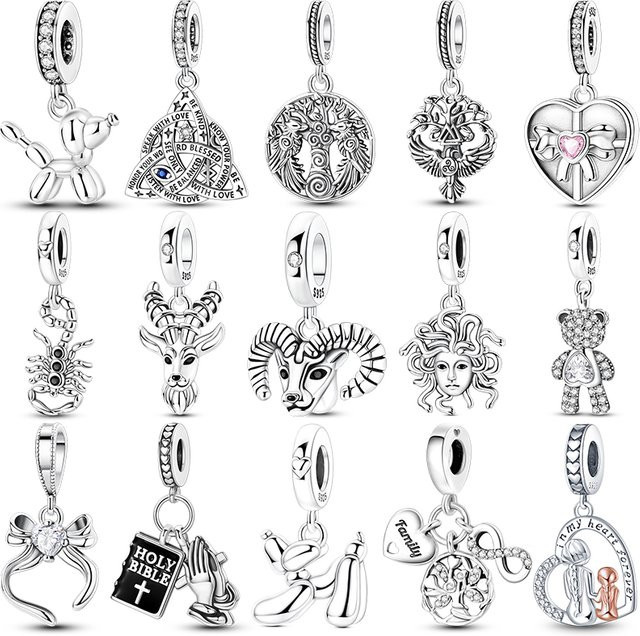 Qikaola Charm 925 Sterling Silber, Perlen, Ballonhund, Rollender Widder, Skorpion - Bild 1