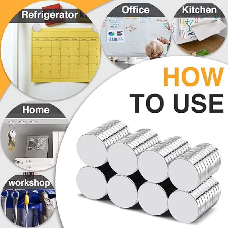 U-POLEMAG Runde Magnete in Silber, Set für Whiteboards, Kühlschrank und DIY-Projekte, Durchmesser: 10 mm, Dicke: 2 mm oder 3 mm - Bild 4