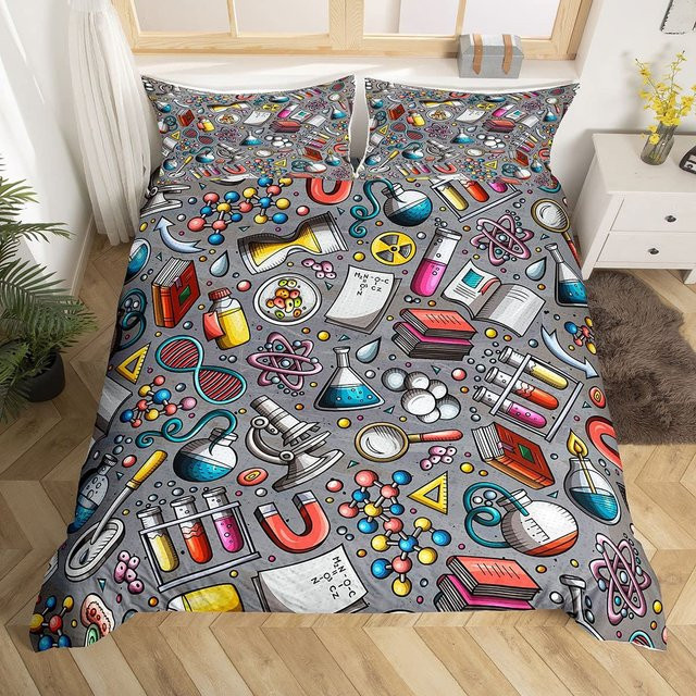 Bettwäsche Set Chemie Labor mit Reagenzglas und Mikroskop Design von Binchi Outdoor Product, Mehrfarbig, B/H: 135 x 200 cm - Bild 1