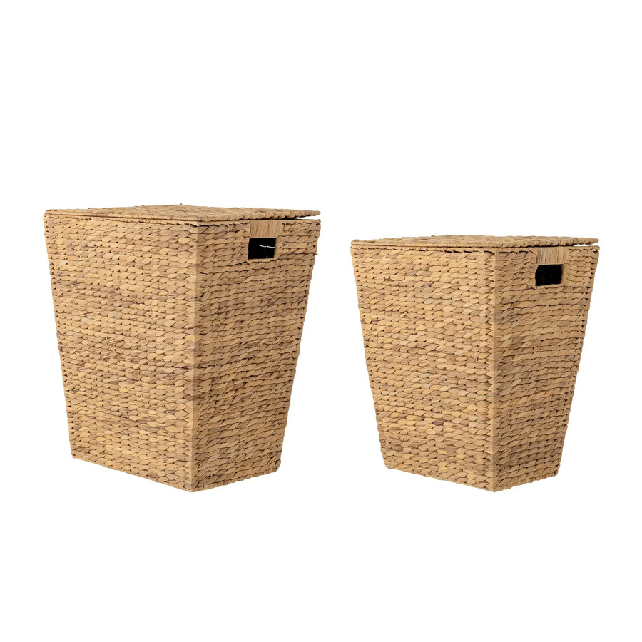 Bloomingville Wäschekorb-Set Mios aus Wasserhyazinthe in Natur und Beige, Set aus 2 Stück - Bild 1