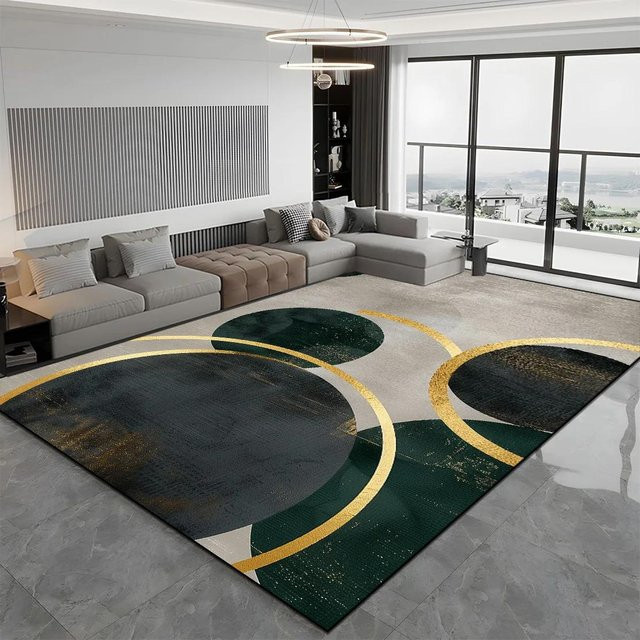 Moderner geometrischer Teppich von Karpetti in Mehrfarbig, maschinengewebt und rutschfest, geeignet für Wohnzimmer und Schlafzimmer, B/T: 200 x 300 cm oder 160 x 200 cm - Bild 1