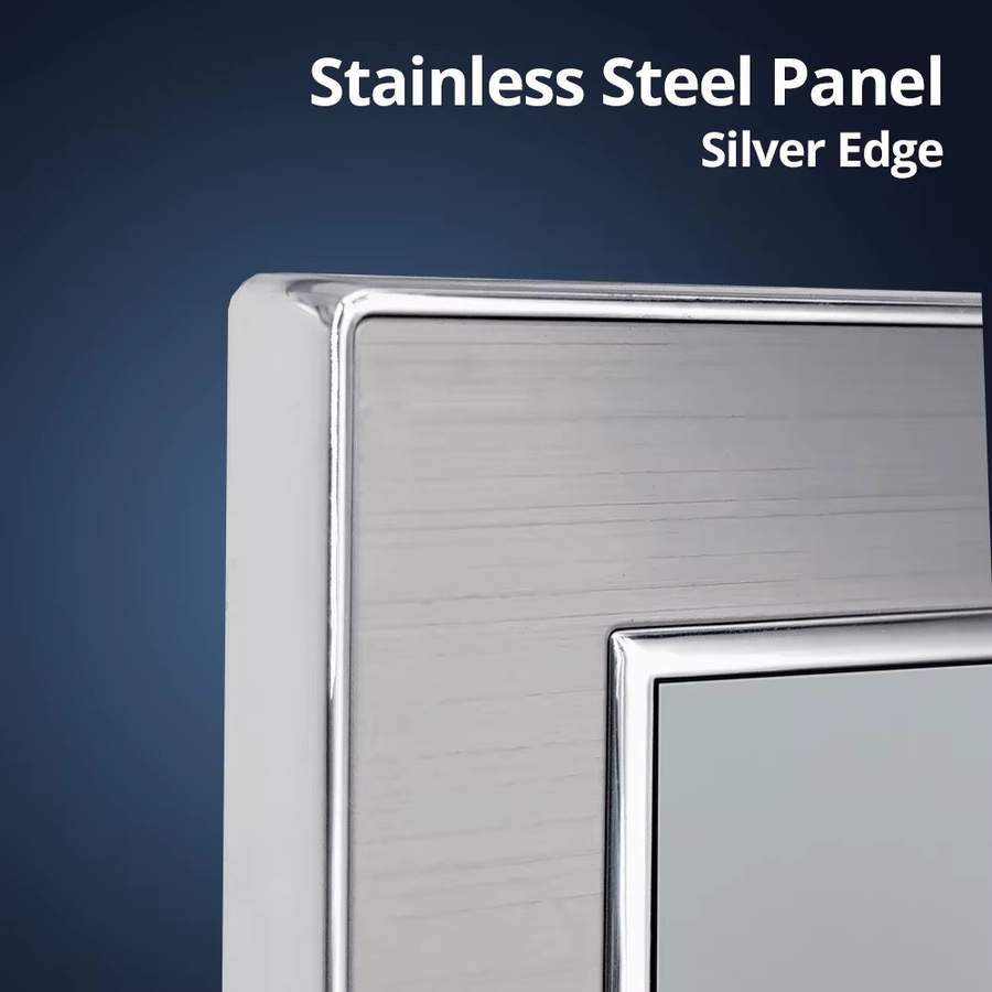 Wallpad Wandpanel aus Edelstahl in Silber mit LED Dimmer, USB Ladestation und EU Steckdose, B/H: 17,2 x 8,6 cm - Bild 5