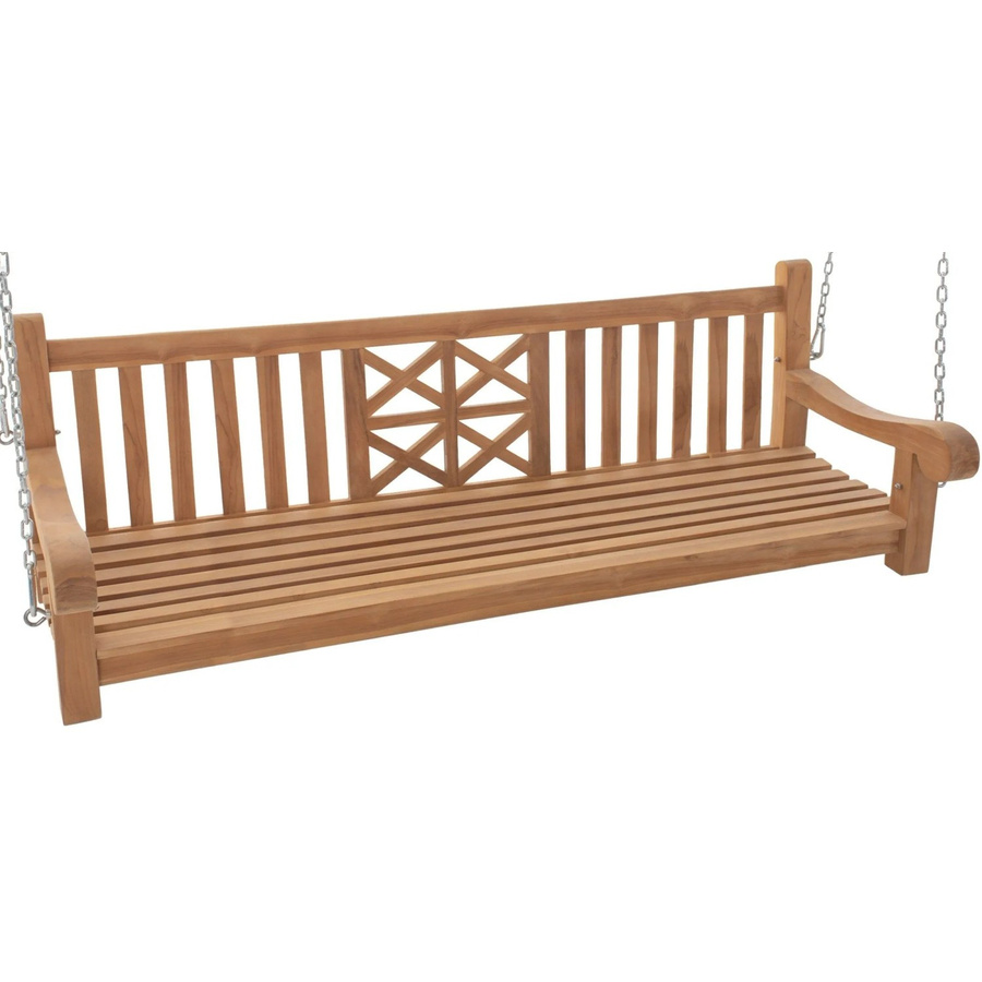 DELUKE Schaukelbank TABEL aus Teakholz in Braun, Hängebank für Garten und Veranda, B/T/H: 180 x 70 x 61 cm - Bild 2