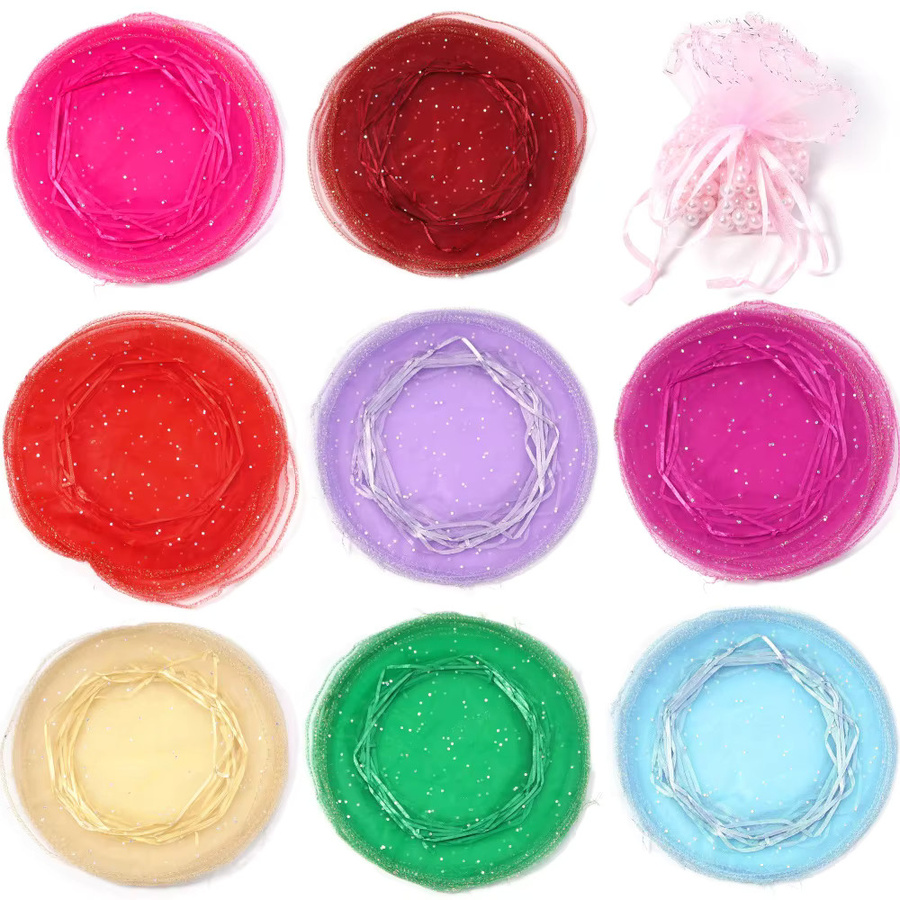 10 Stück Louleur Organza-Beutel mit Kordelzug, runde transparente Geschenktüten in Bunt, Durchmesser: 26 cm - Bild 3