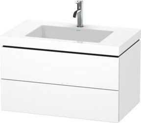 Duravit Waschtischunterschrank L-Cube c-bonded, Wandhängend, Weiß Matt, B: 80 cm, T: 48 cm, H: 50 cm, 2 Schubladen - Bild 1