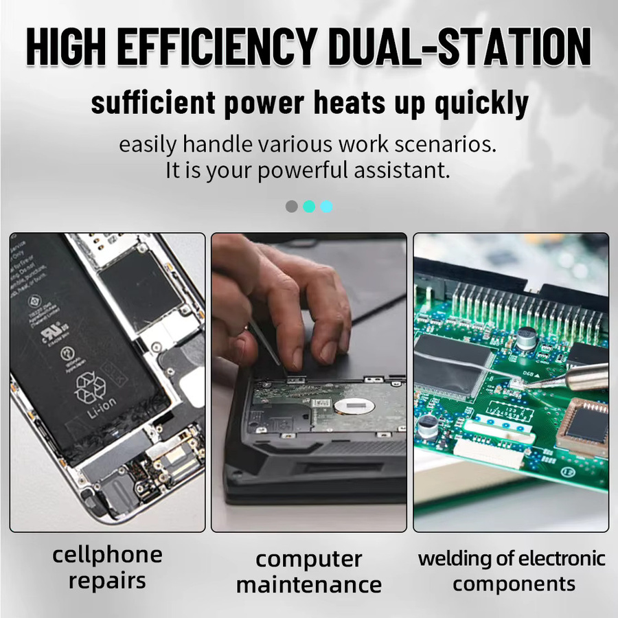 AIFEN A902PRO Doppelstation Lötstation und Rework-Station für Handy-PCB-IC-Reparatur in Schwarz - Bild 4