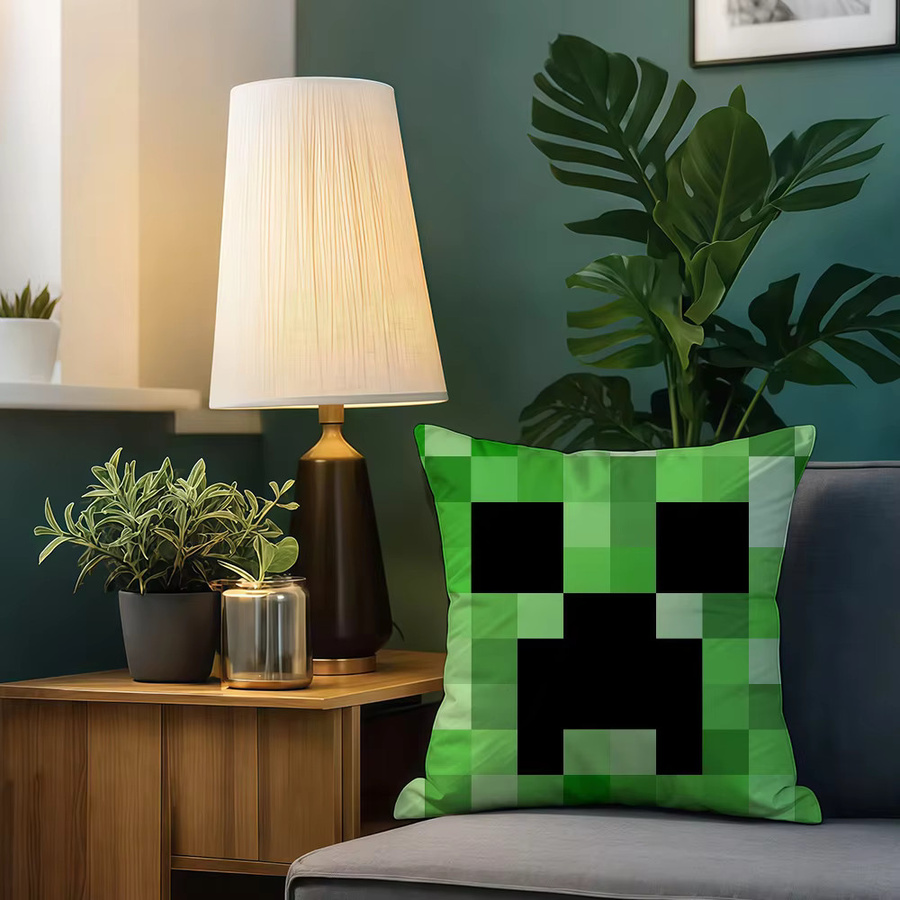 Game M-Minecraft-ES Kissenbezug mit doppelseitigem Druck und Reißverschluss, Schwarz-Grün - Bild 5