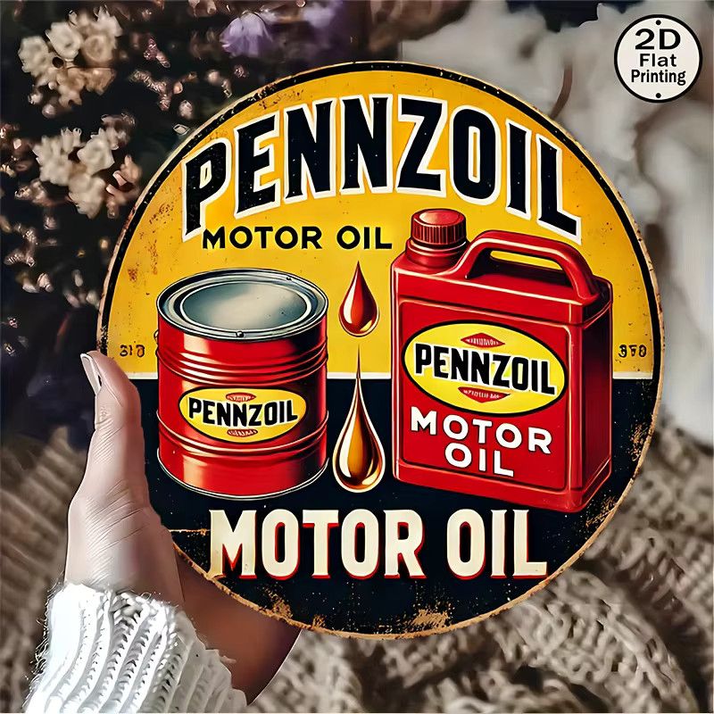 Potdemiel Vintage-Wimpzoil-Motoröl-Metallschild mit rotem Dosen-Design, B/B: 20,3 x 20,3 cm - Bild 5