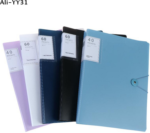 KOQZM A4 Dokumentenmappe aus transparentem PP mit 60 oder 100 Taschen, wasserdichte Sichtmappe für Schule und Büro, Schwarz - Bild 1