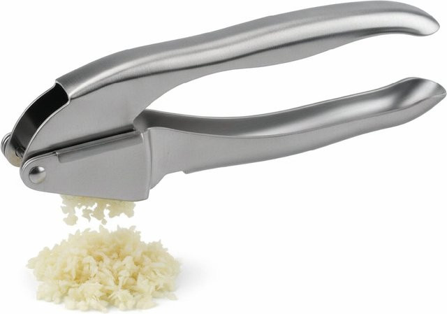 FMprofessional Knoblauchpresse aus Edelstahl in Silber mit ergonomischem Griff und spülmaschinenfestem Design - Bild 1