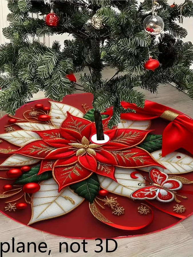 VIKAMA Weihnachtsbaumrock in Rot mit Cartoon-Druck im Bauernhaus-Stil - Bild 6
