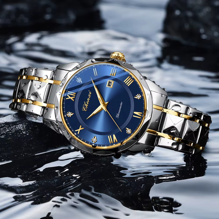 CHENXI Armbanduhr Quarz, Edelstahl, Blau, Herren - Bild 4