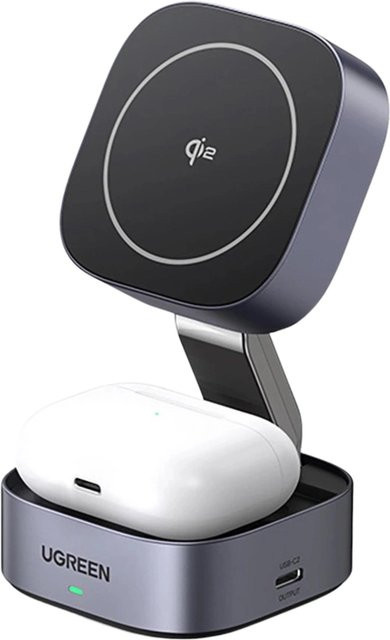 Ugreen W702 Qi2 2-in-1 Induktives Ladegerät für iPhone und AirPods, 15W, Grau - Bild 1