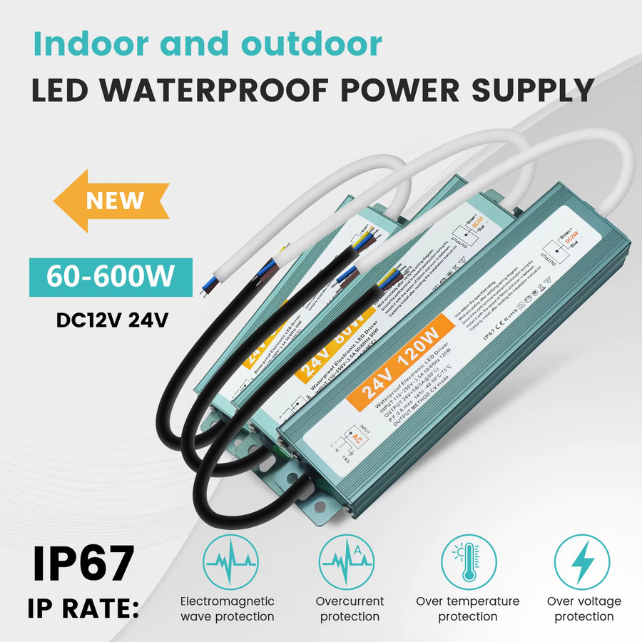 XUNATA Wasserdichtes LED-Netzteil IP67 Outdoor-LED-Treiber AC110V-250V zu DC 12V 24V aus Aluminium - Bild 2