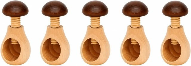 5er Set handgemachte Pilz-Nussknacker von Dekohelden24 mit Schraubgewinde, Mehrfarbig, B/T/H: 6 x 6 x 10 cm - Bild 1