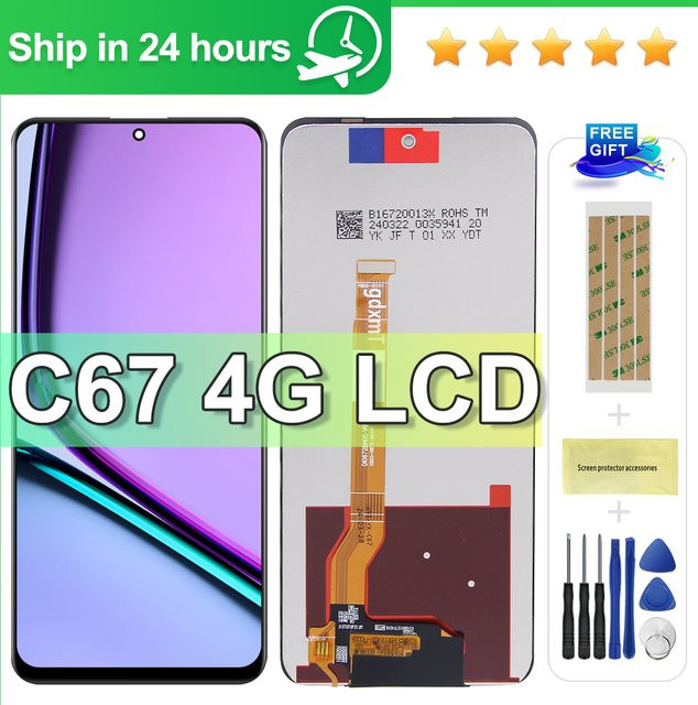 Realme C67 4G RMX3890 Ersatz LCD-Displayrahmen mit Touchscreen-Digitizer Baugruppe in Schwarz, 6,72 Zoll - Bild 1
