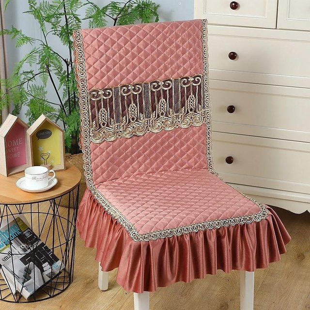 Rutschfeste Esszimmerstuhlbezüge von Super Six in Pink, klassisches Design, Breite: 45 cm, Länge: 135 cm - Bild 1