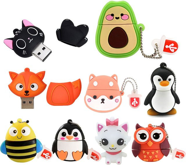 Oeny USB 2.0 Flash-Laufwerk mit süßen Cartoon-Tier-Motiven wie Pinguin, Katze, Eule, Löwe oder Dinosaurier - Bild 1
