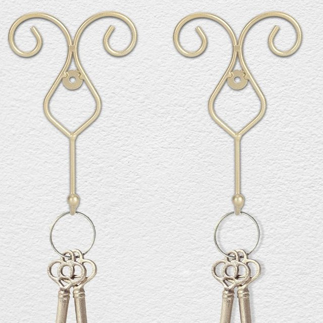 2 Stück Wandmontierte Wandhaken aus Messing in Gold für Badezimmer und Küche - Bild 1