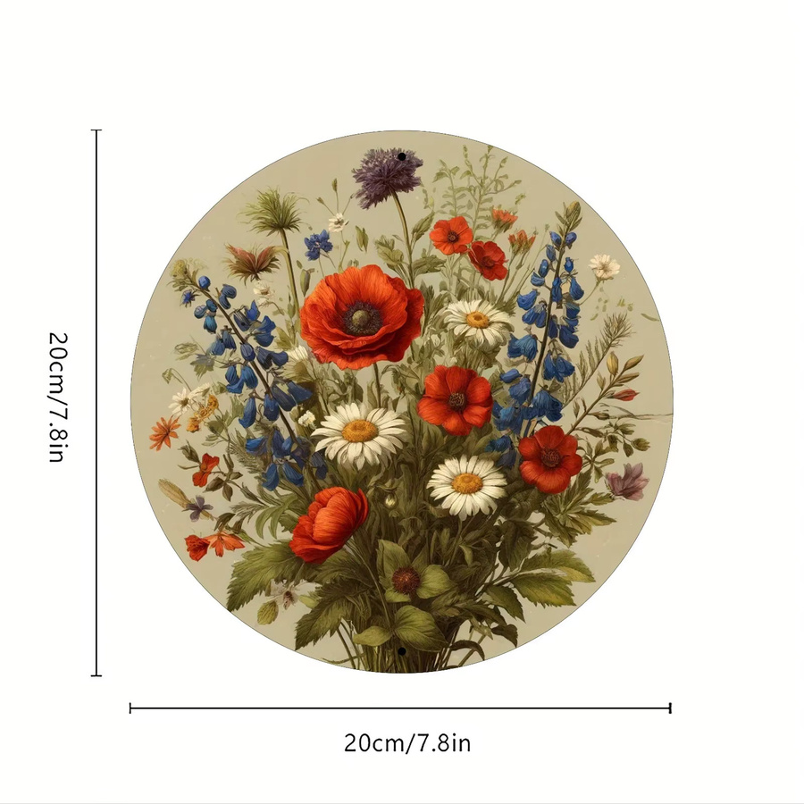 Potdemiel Runde Wanddekoration aus Metall mit floralem Botanical Design in Multicolour, Durchmesser: 20 cm - Bild 2