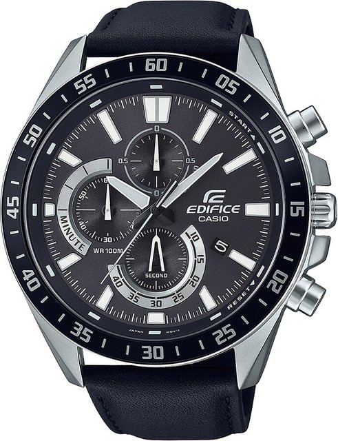Casio Chronograph Armbanduhr, Quarz, Edelstahl, Leder, 48 mm, Herren - Bild 1