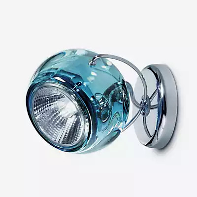 Fabbian Beluga Colour Decken- und Wandleuchte 1-flammig in Blau mit Chrom-Details und Glas aus Rundform - Bild 1