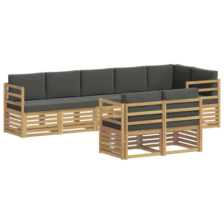 vidaXL Outdoor-Sofagarnitur 8-teilig in L-Form aus Akazienholz mit Polstern in Anthrazit und Weiß - Bild 2