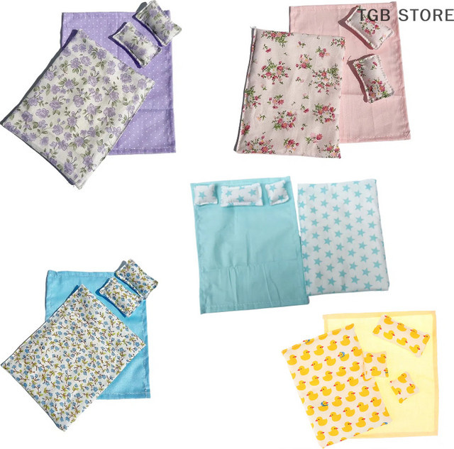 DIAPER&CORED Puppenhaus Bett Set, 4-teiliges Set, Rosa / Pink, Bunt / Mehrfarbig, Plüsch / Textil - Bild 1