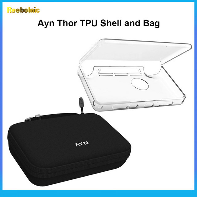 Reebolnic Zubehör-Set für AYN THOR Dual-Screen-Flip-Spielekonsole mit schwarzer TPU-Schale und Tragetasche - Bild 1