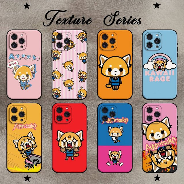 Niedliche Aggretsuko Handyhülle in Pink für Apple iPhone (alle Modelle), weiche TPU Schutzhülle im Cartoon-Design - Bild 1