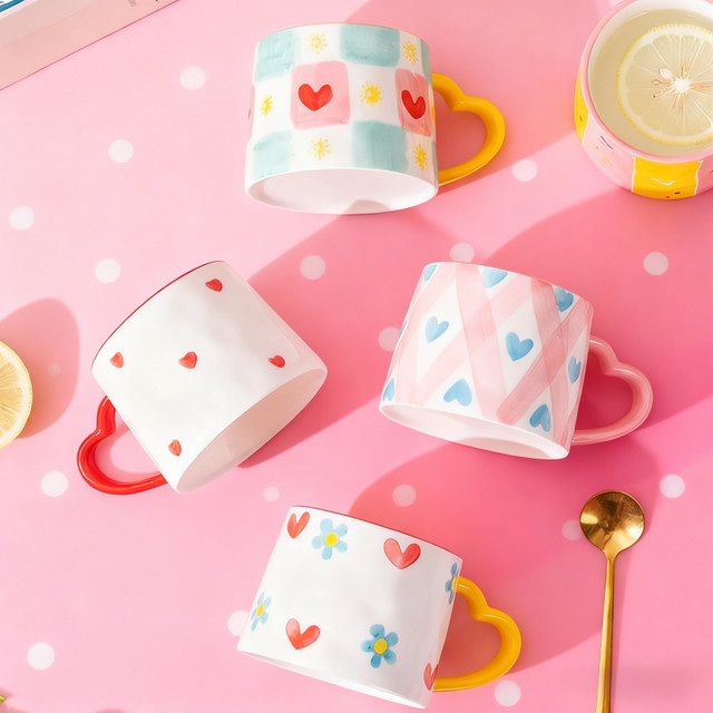 Handbemalte Keramiktasse von JUSTINLAU mit Liebesherz in Multicolour - Bild 1