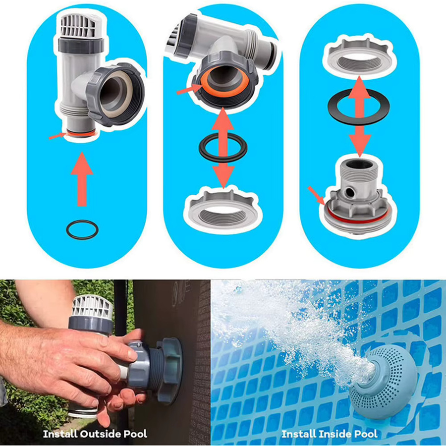 Intex O-Ring Dichtung Ersatzset aus Gummi für Schwimmbad Ausrüstung, Schwarz - Bild 2
