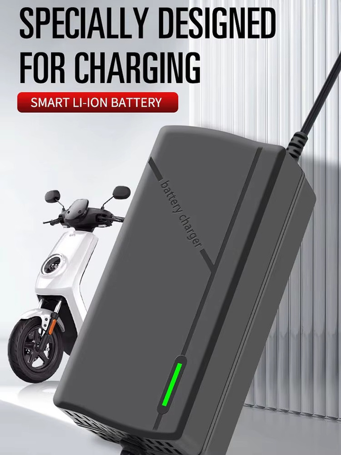 WAPUNO 5in1 Lithium Batterie Ladegerät 42V 2A DC Netzteil mit austauschbaren Steckern in Schwarz - Bild 7