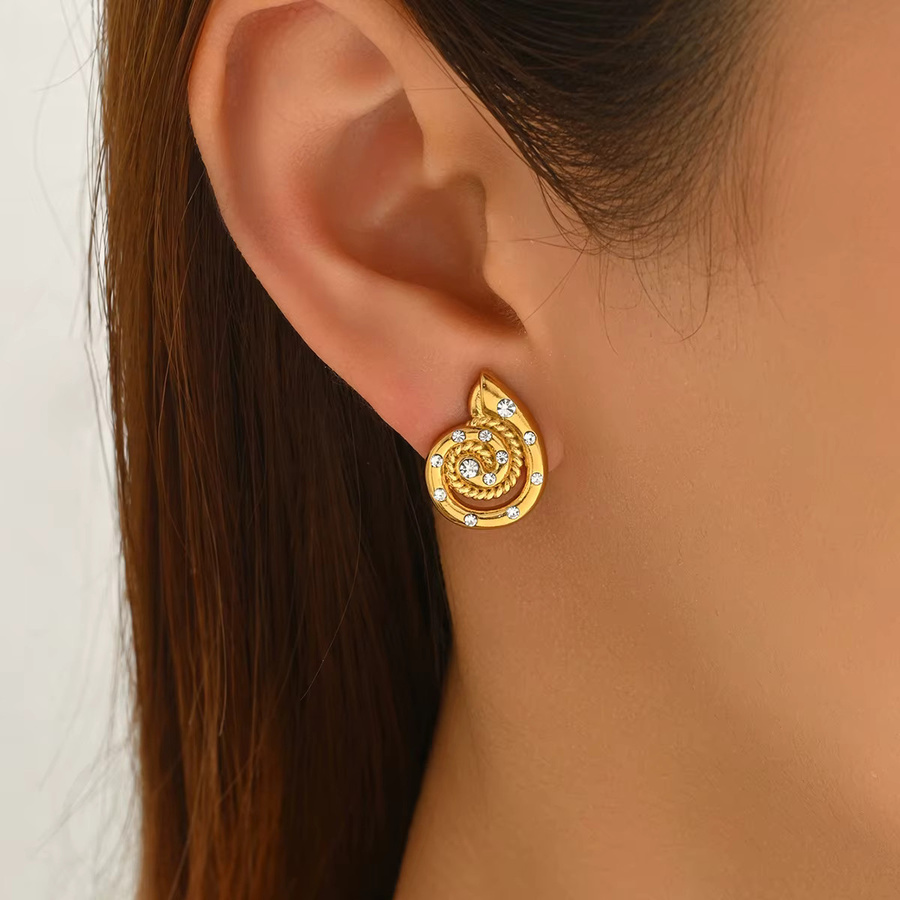 amofa Ohrstecker, 18 Karat vergoldet, Zirkonia, Muschelschale, Edelstahl - Bild 2