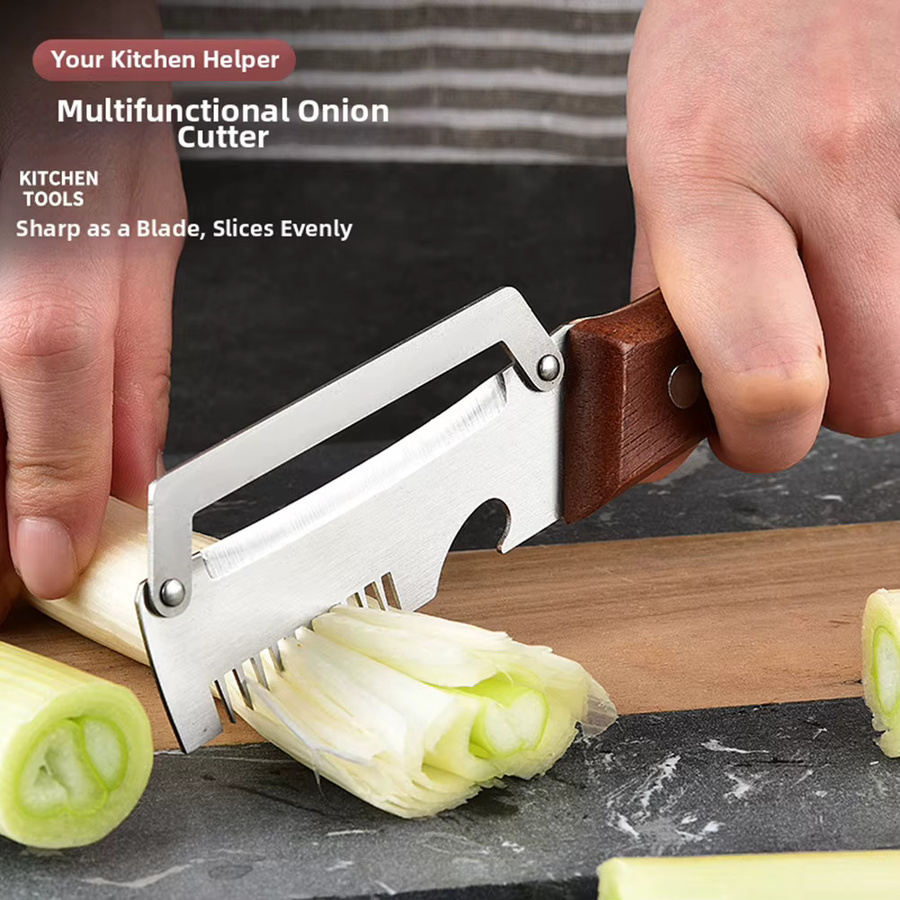Aihogard Multifunktionales Küchenmesser mit Holzgriff als Schalottenmesser und Flaschenöffner - Bild 2
