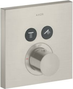 Hansgrohe Fertigmontageset ShowerSelect UP-THM Duschset mit Thermostat und Safety Stop, eckig, Edelstahl-Optik, Silber - Bild 1