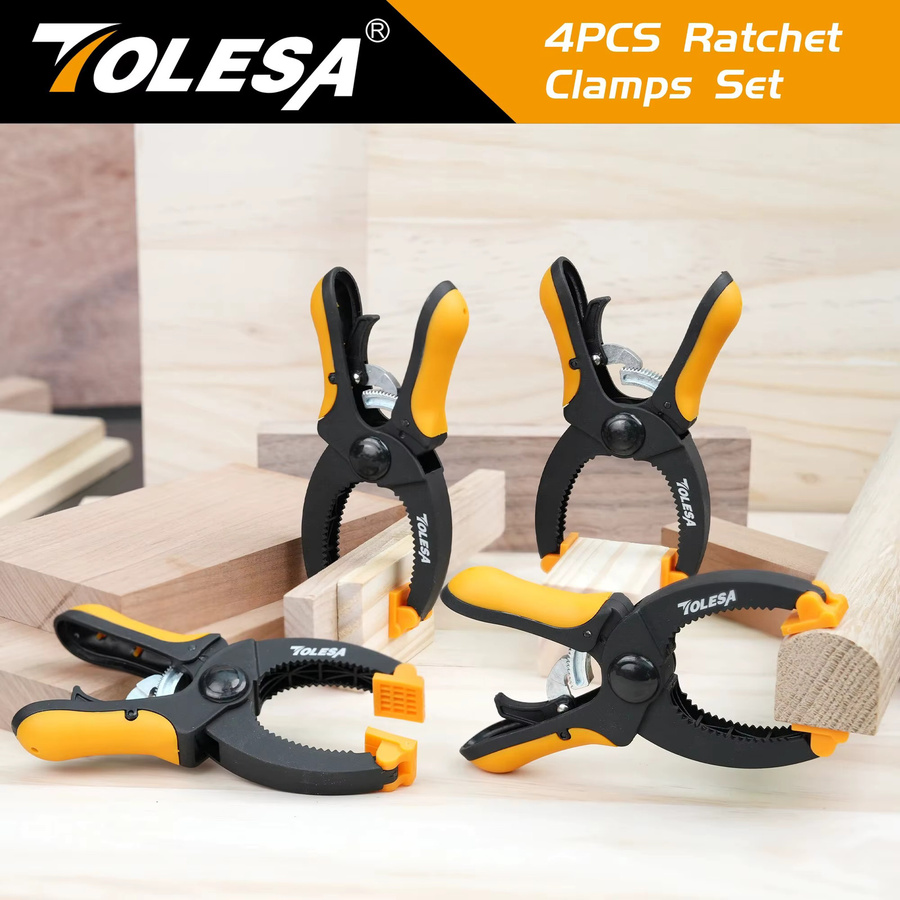 TOLESA 4-teiliges Handklemmen-Set mit Ratschen und Auslöserklemmen, 5 Zoll Backenöffnung, für Klebe- und Sicherungsarbeiten - Bild 5