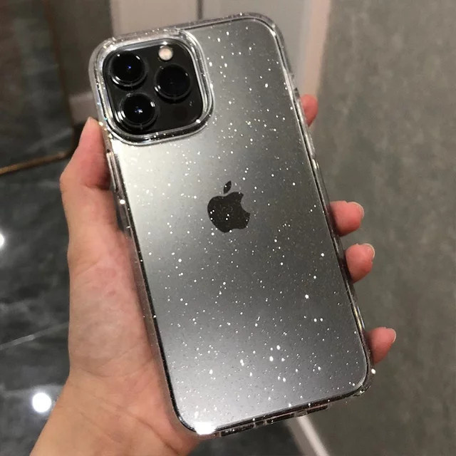 Luxuriöse Glitzer Stoßstangen Bling Schutzhülle aus Silikon und Acryl für dein Apple iPhone in Transparent - Bild 1