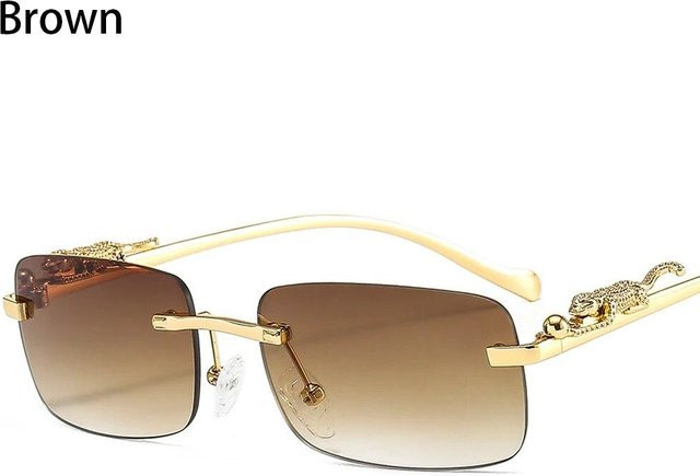 BEYIII Sonnenbrille, randlos, rechteckig, Metall, transparent, braun, Damen - Bild 1