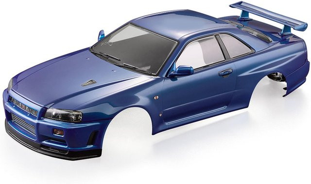 Killerbody Nissan Skyline (R34), Fertiger Karosserierahmen, 1/10, blau grau - Bild 1