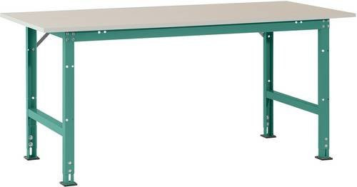 Manuflex Packtisch PACKPOOL Standard mit Melaminplatte, Grau und Grün, B/T/H: 150 x 80 x 76-87 cm - Bild 1